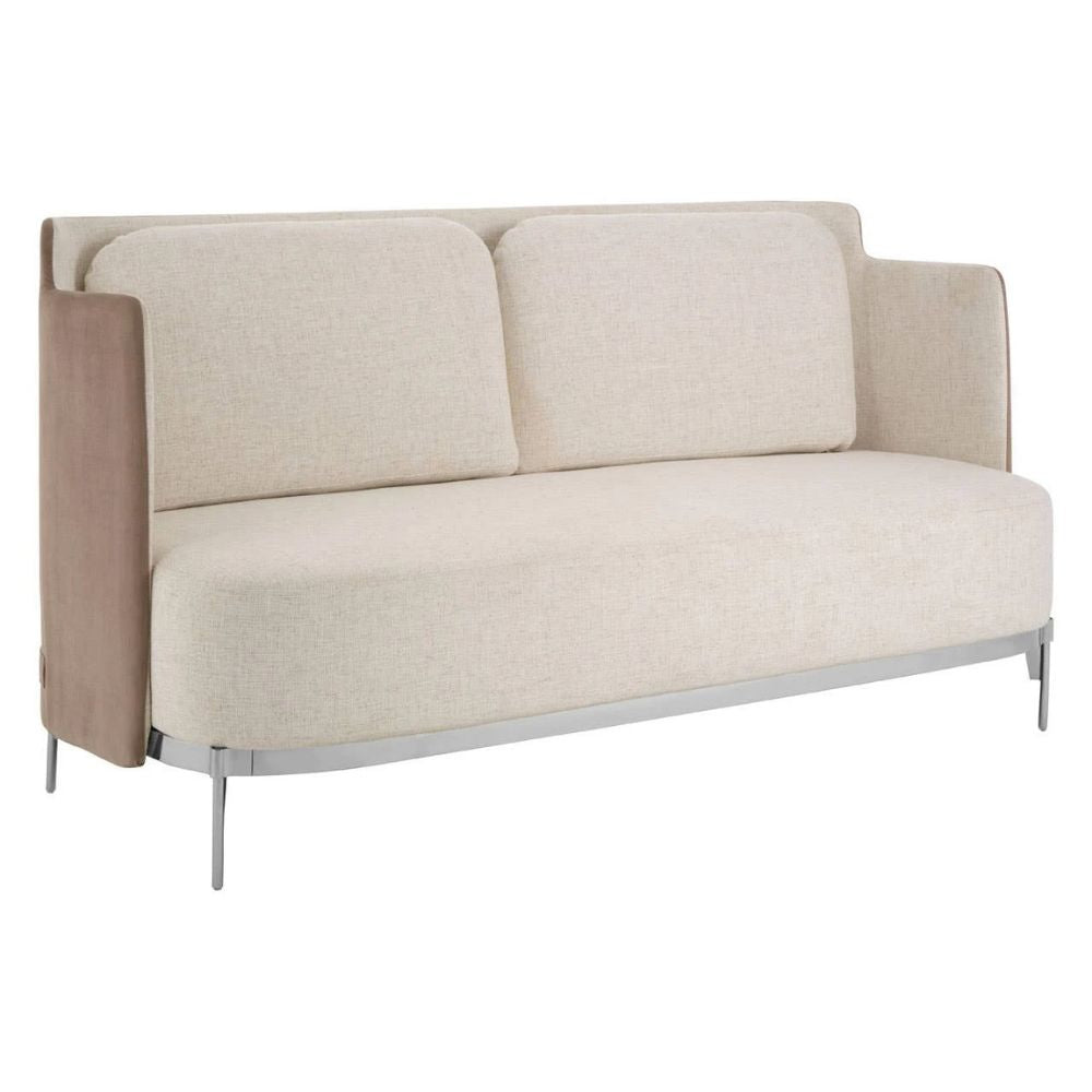 Lousanne Ivory Fabric and Mink Velvet 2 Seater Sofa
