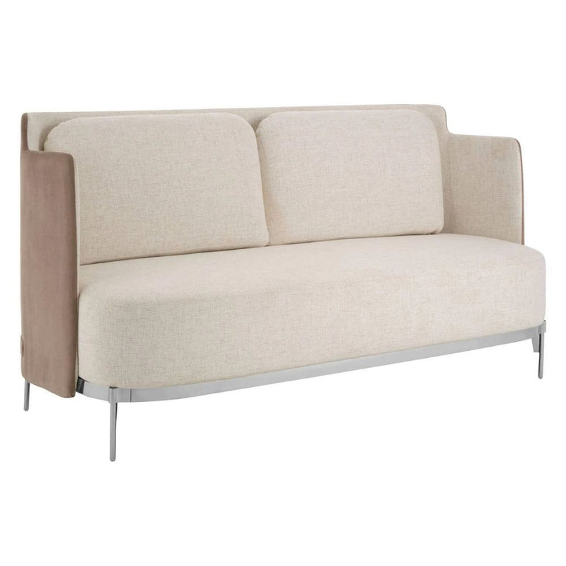 Lousanne Ivory Fabric and Mink Velvet 2 Seater Sofa
