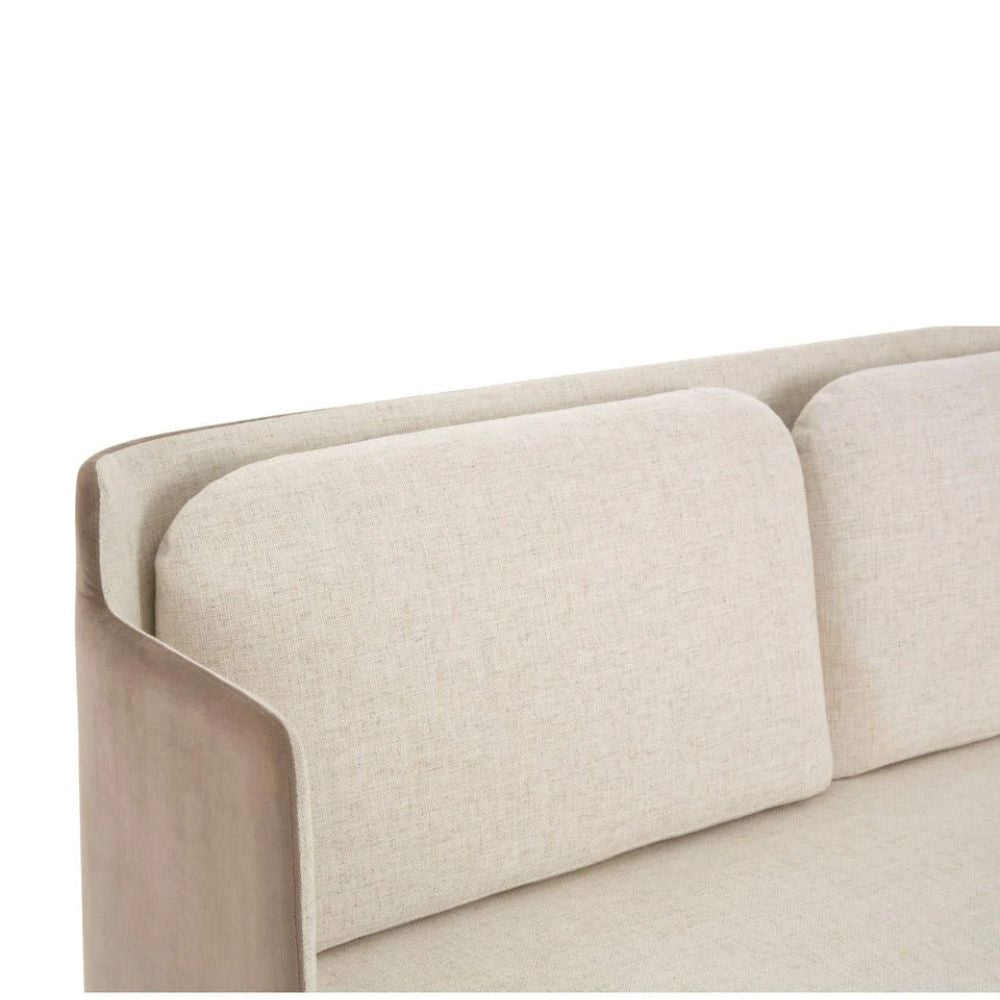 Lousanne Ivory Fabric and Mink Velvet 2 Seater Sofa