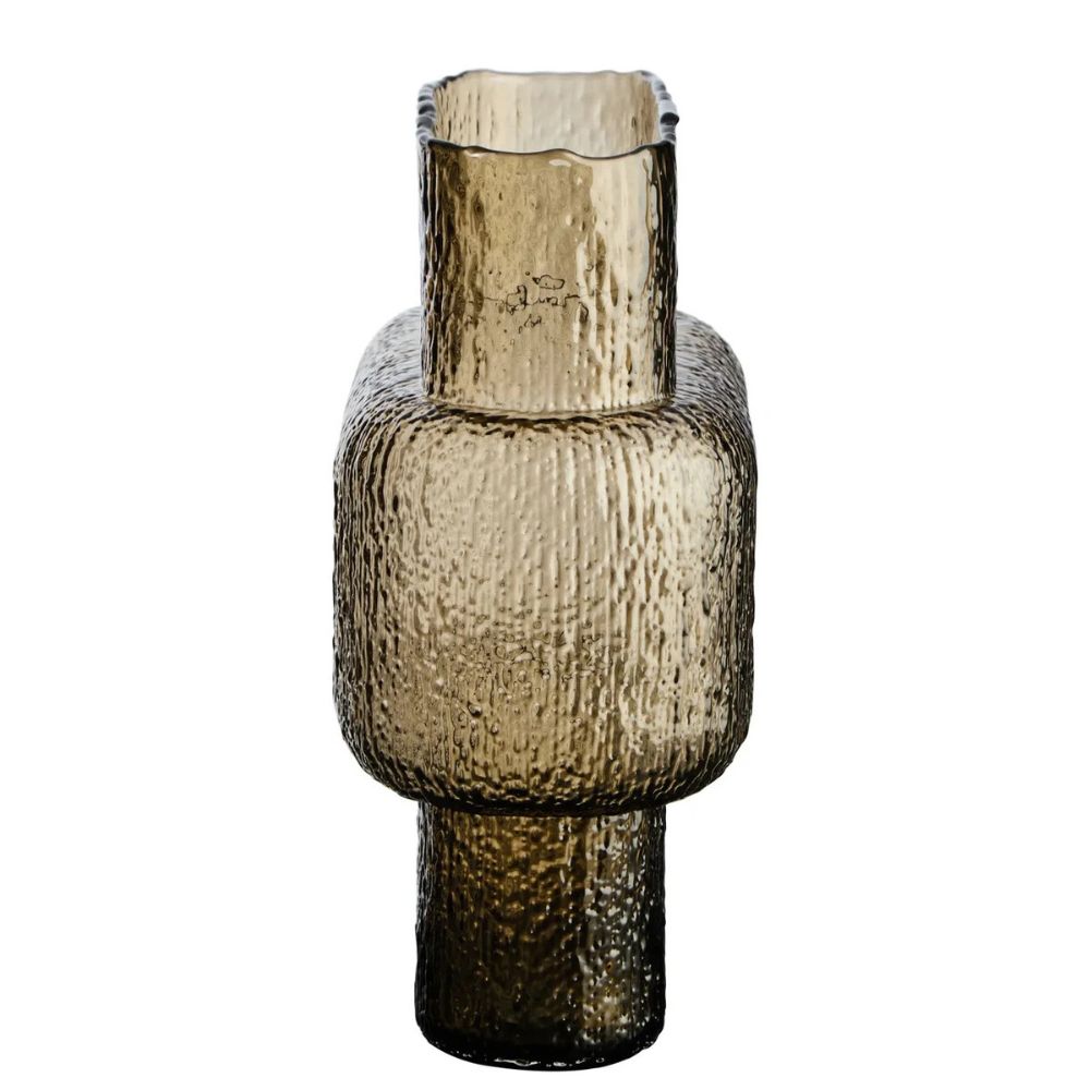 Alba Large Textured Brown Glass Vase