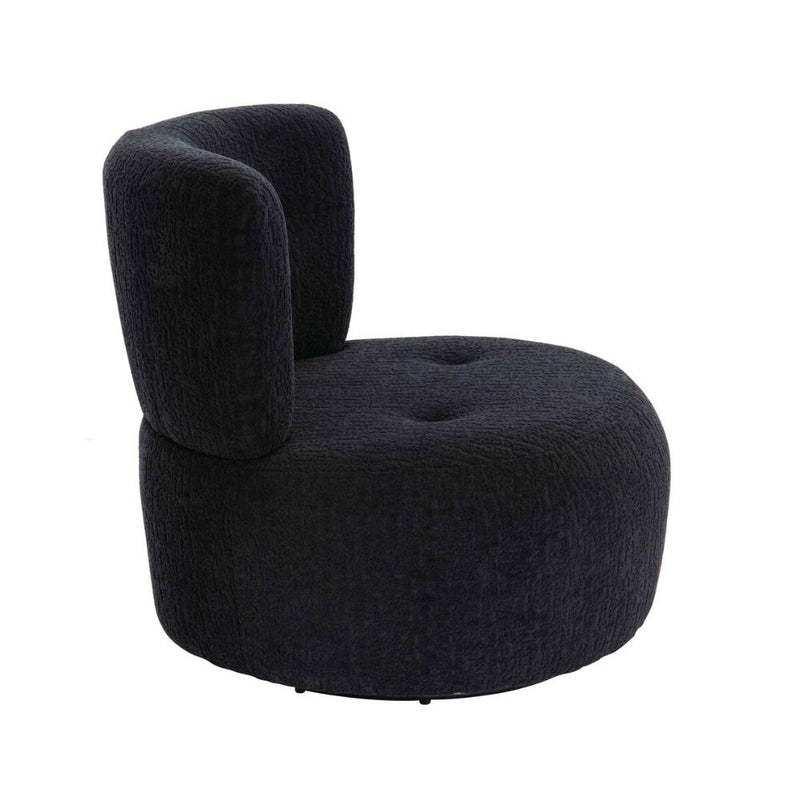 Klarn Black Textured Curved Swivel Lounge Chair