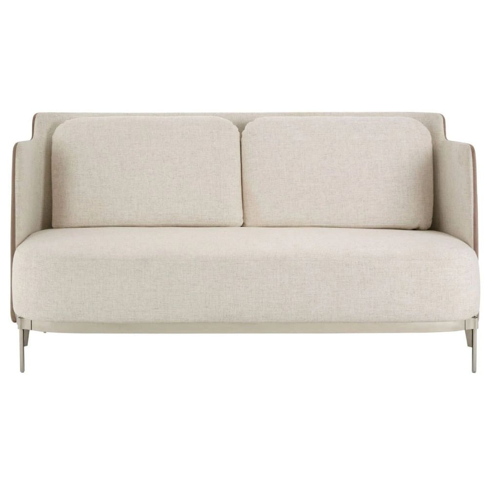 Lousanne Ivory Fabric and Mink Velvet 2 Seater Sofa