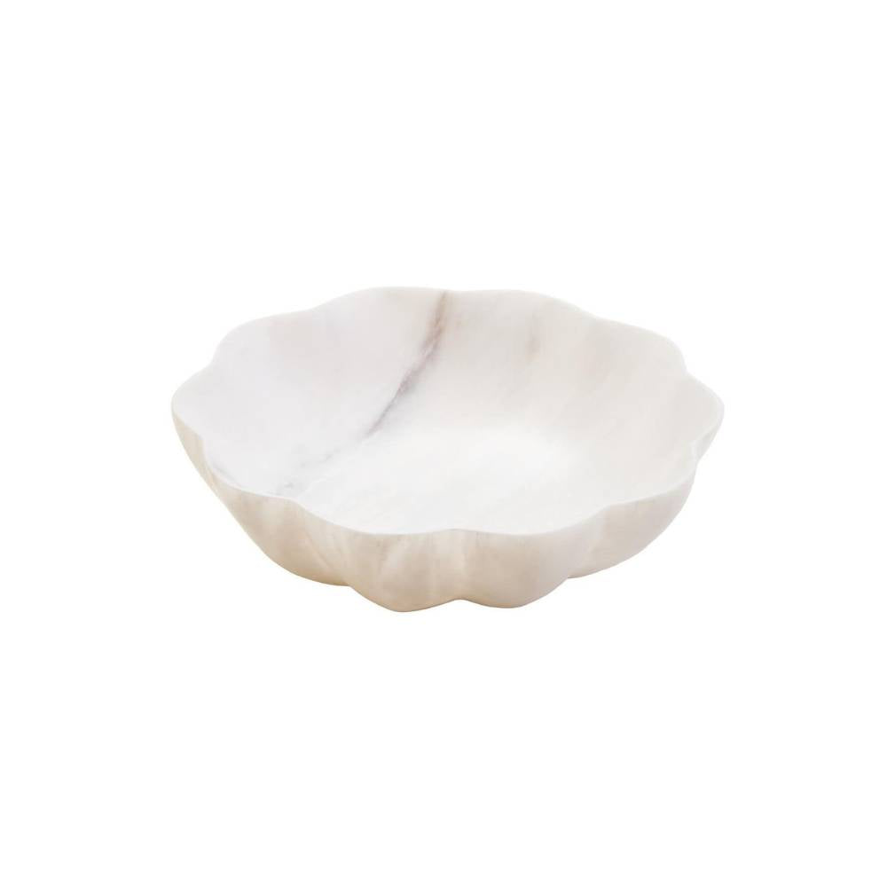 Livia White Marble Scalloped Bowl