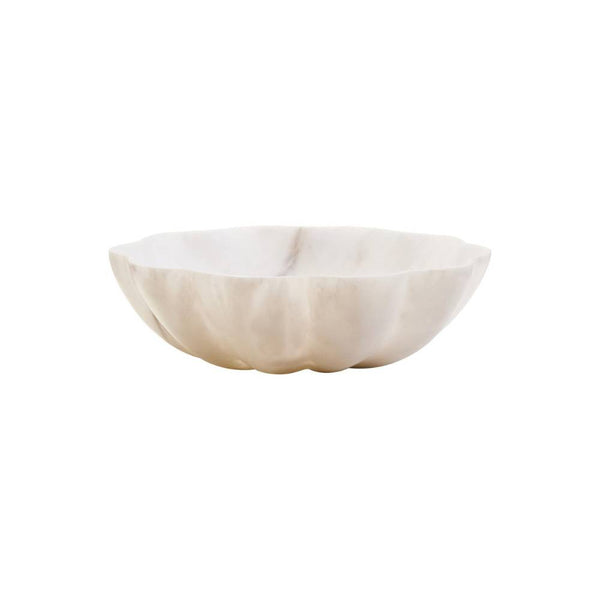 Livia White Marble Scalloped Bowl