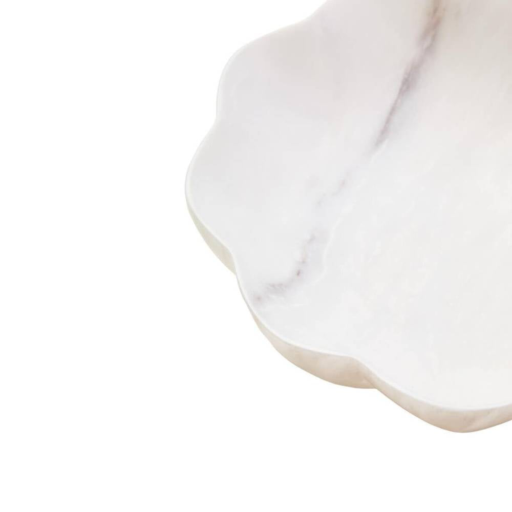 Livia White Marble Scalloped Bowl
