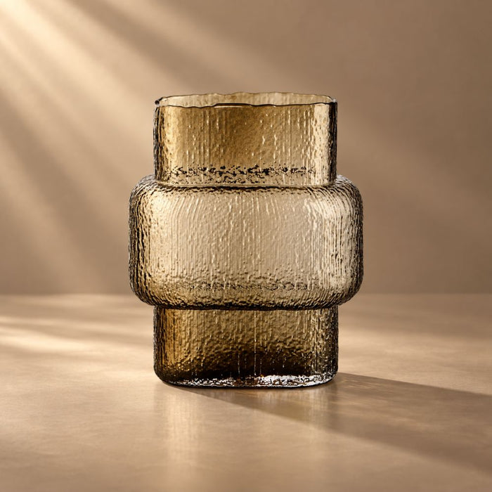 Alba Large Textured Brown Glass Vase