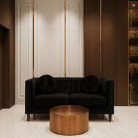 Alessia 2-Seat Black Velvet Sofa