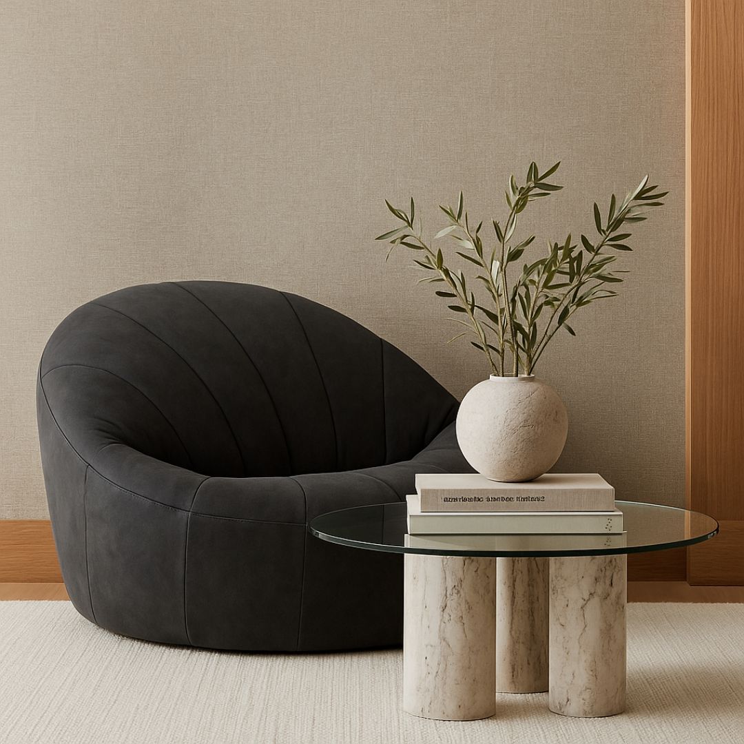Asher Black Leather Lounge Chair