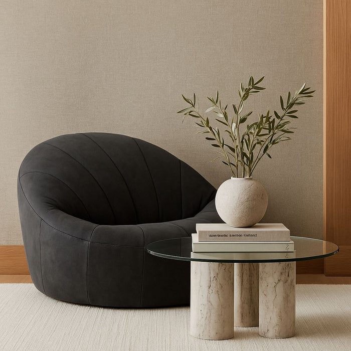 Asher Black Leather Lounge Chair