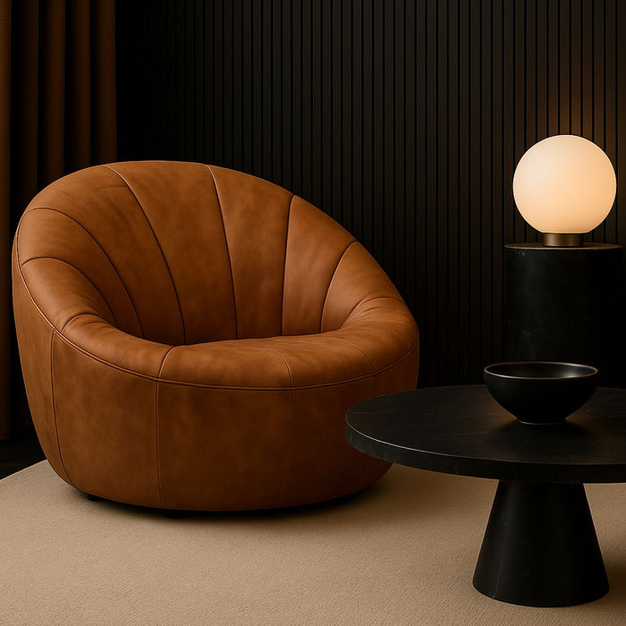 Asher Light Brown Leather Lounge Chair