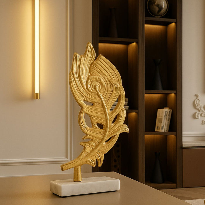 Aurea Gold Peacock Feather Sculpture