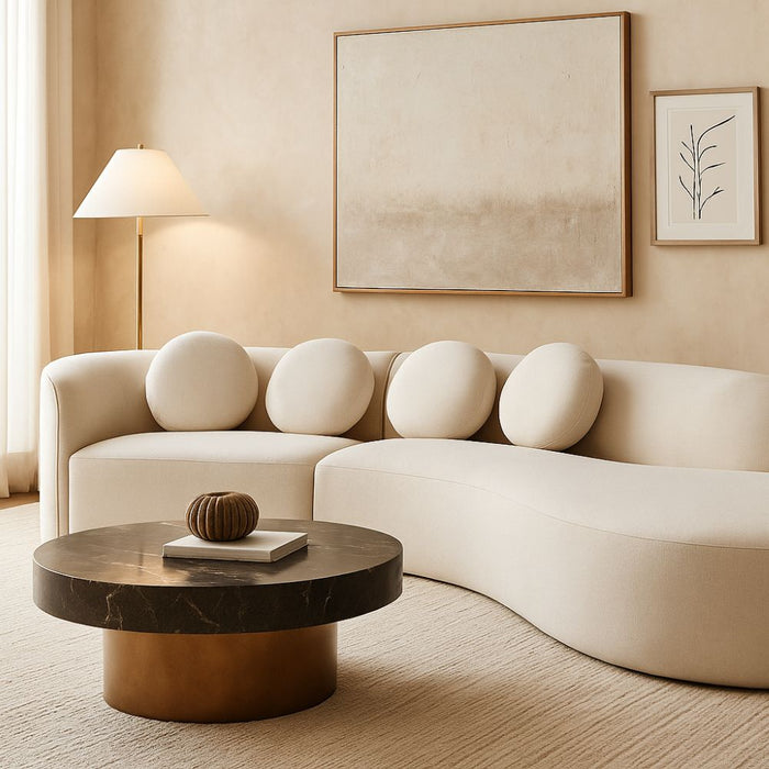 Averna Cream Curved Linen Sofa