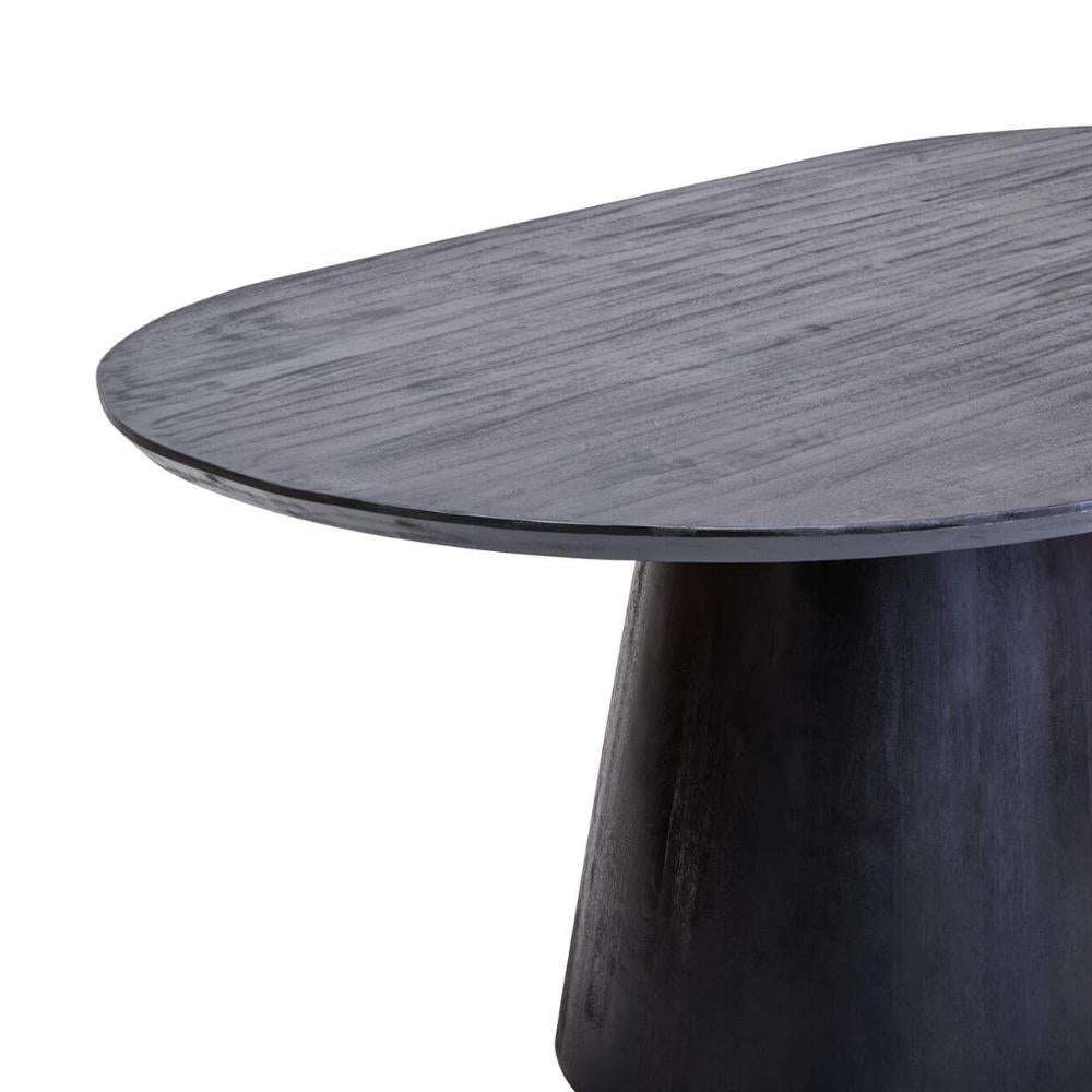 Black mango oval dining table on a white background lateral