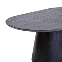Black mango oval dining table on a white background lateral