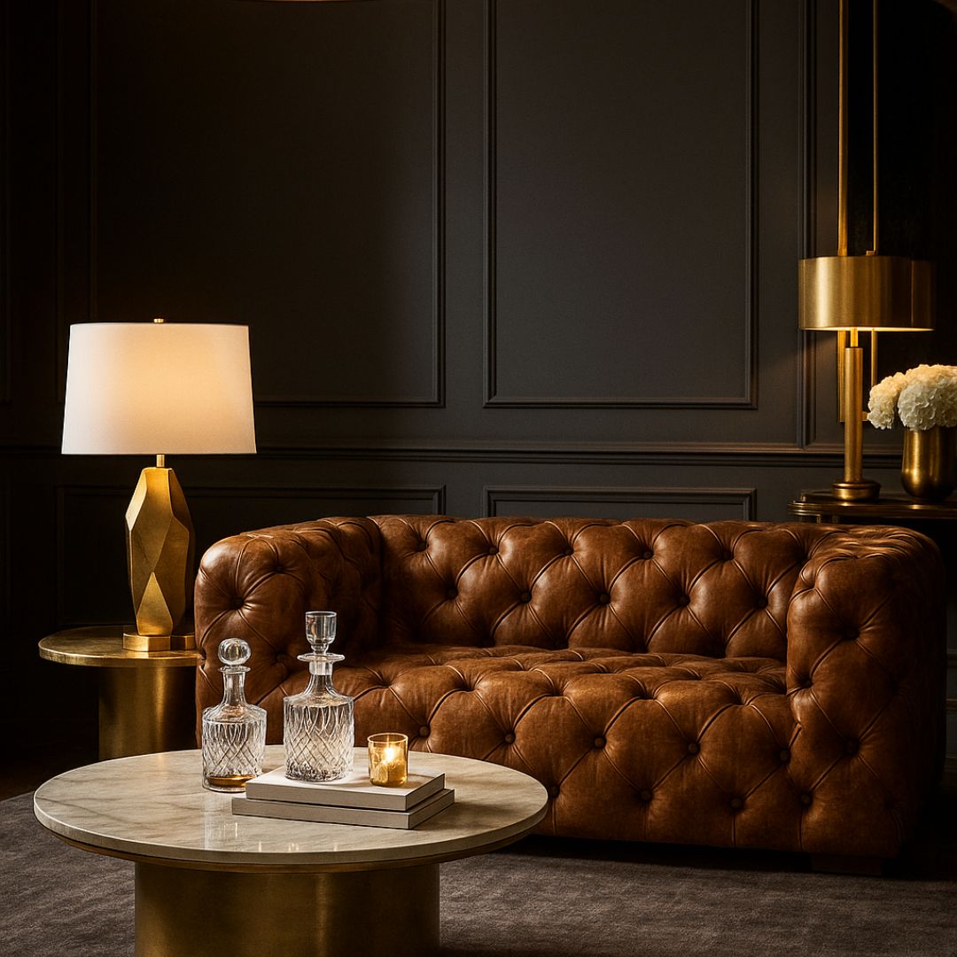 Brixton Tufted Leather 3-Seat Sofa