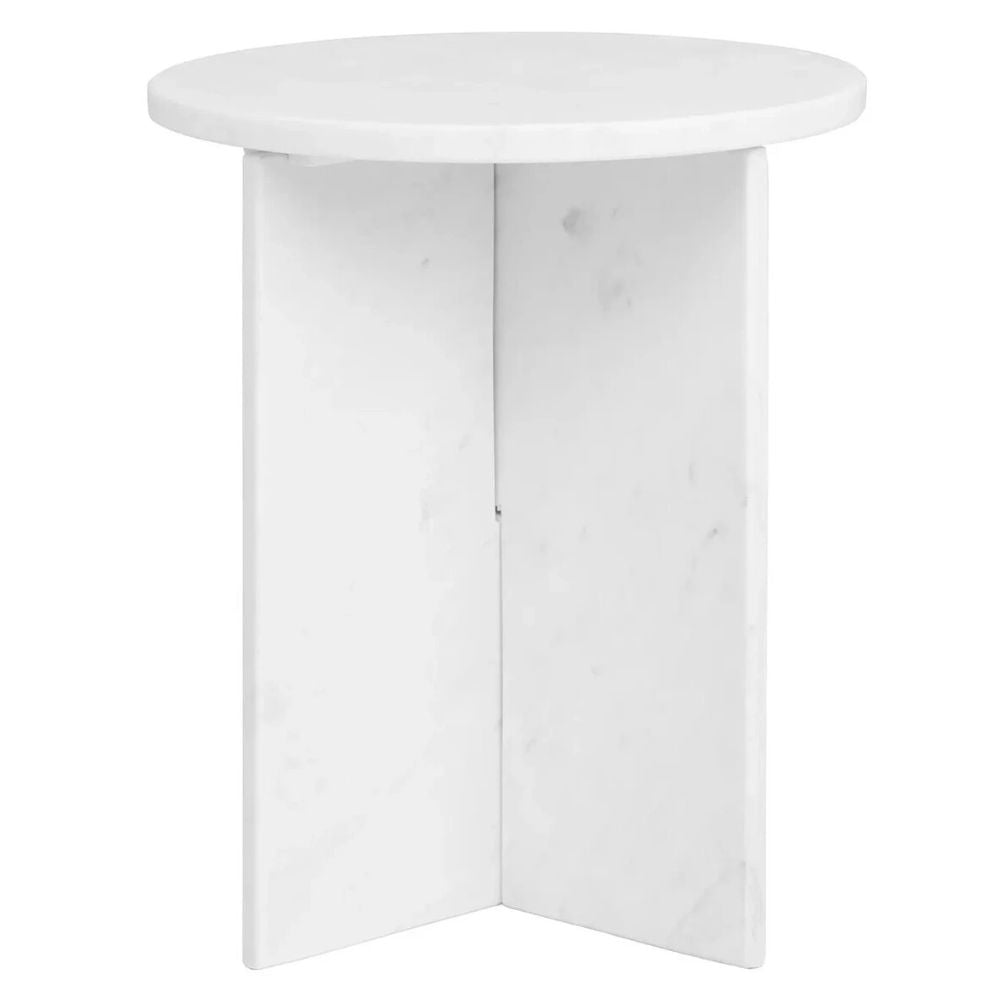 Calacatta Round White Marble Side Table