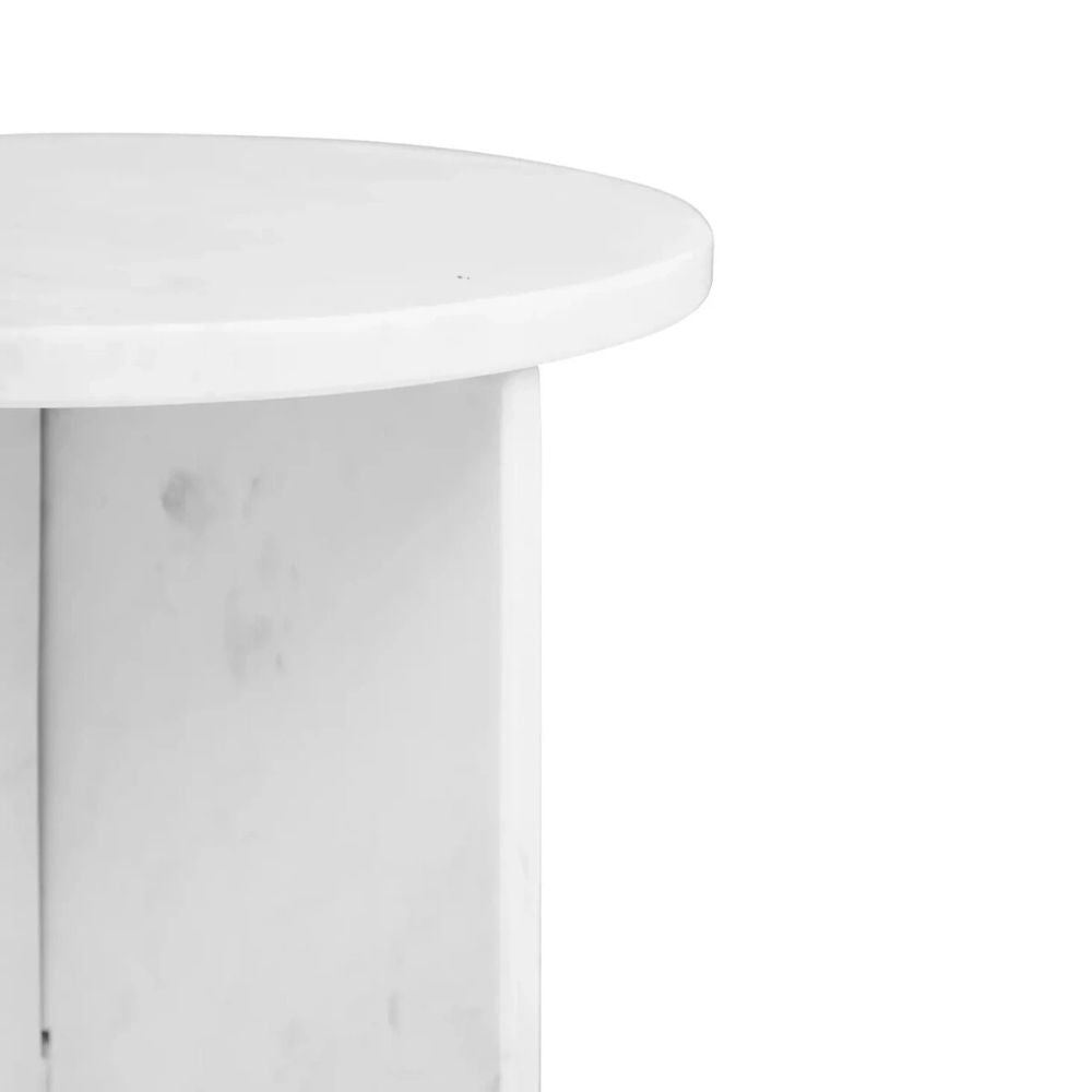 Calacatta Round White Marble Side Table