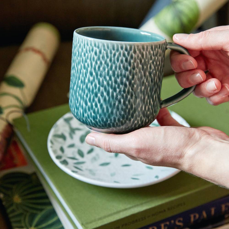 Large Green Porcelain Mug (Set of 4)