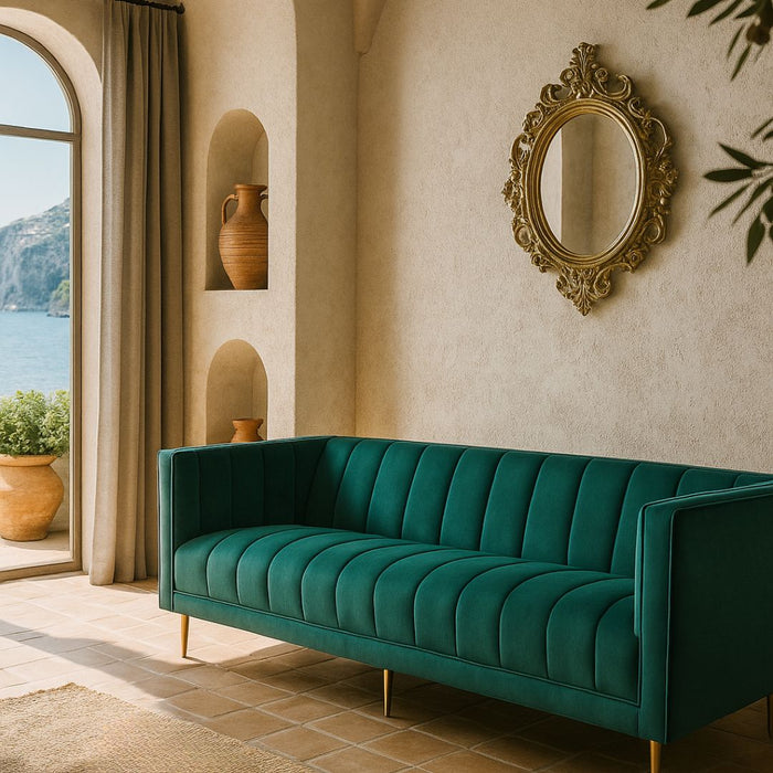 Eleonora Green Velvet Sofa – A Sculptural Expression of Modern Elegance