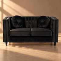 Furniture-Alessia-2-Seat-Black-Velvet-Sofa