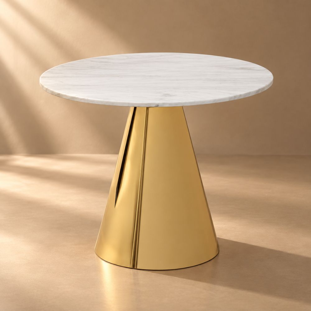 Alina Round White Marble Top Dining Table