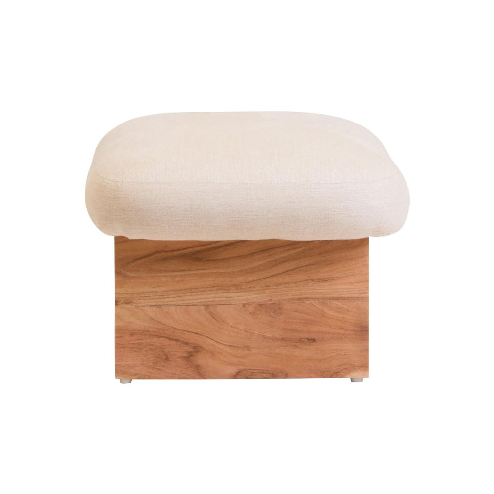Alm Black Mango Wood & Cream Footstool