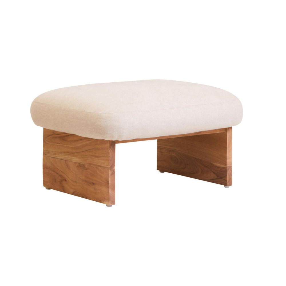 Alm Black Mango Wood & Cream Footstool