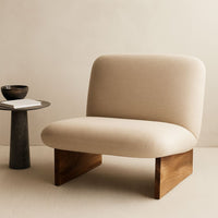 Alm Cream Textured Linen Armless Chair