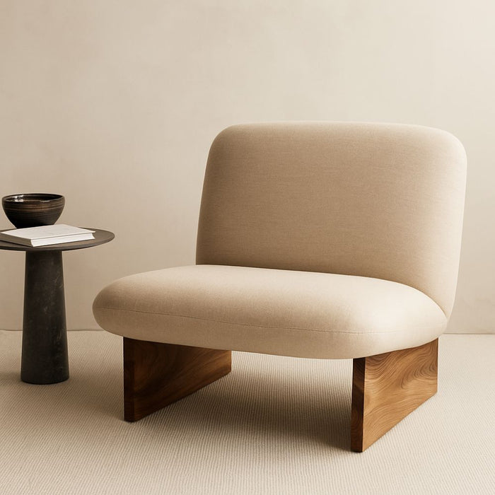 Alm Cream Textured Linen Armless Chair