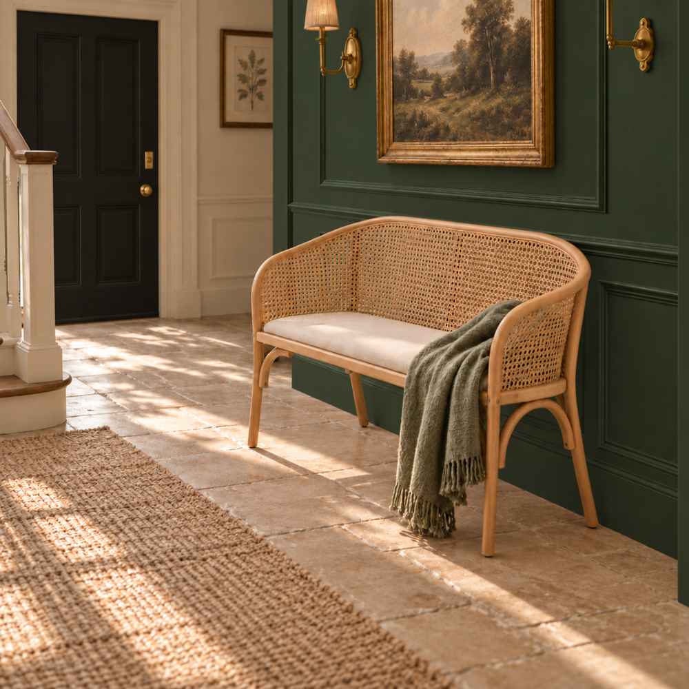 Lorenza Natural Cane Beige Bench