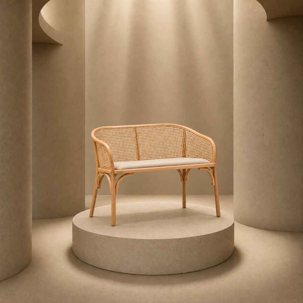 Lorenza Natural Cane Beige Bench