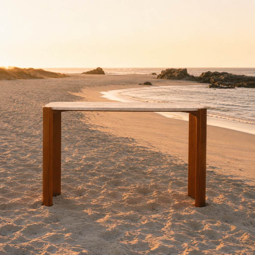 Elara Travertine Console Table