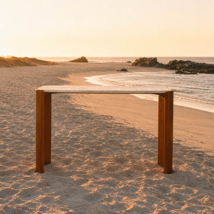 Elara Travertine Console Table