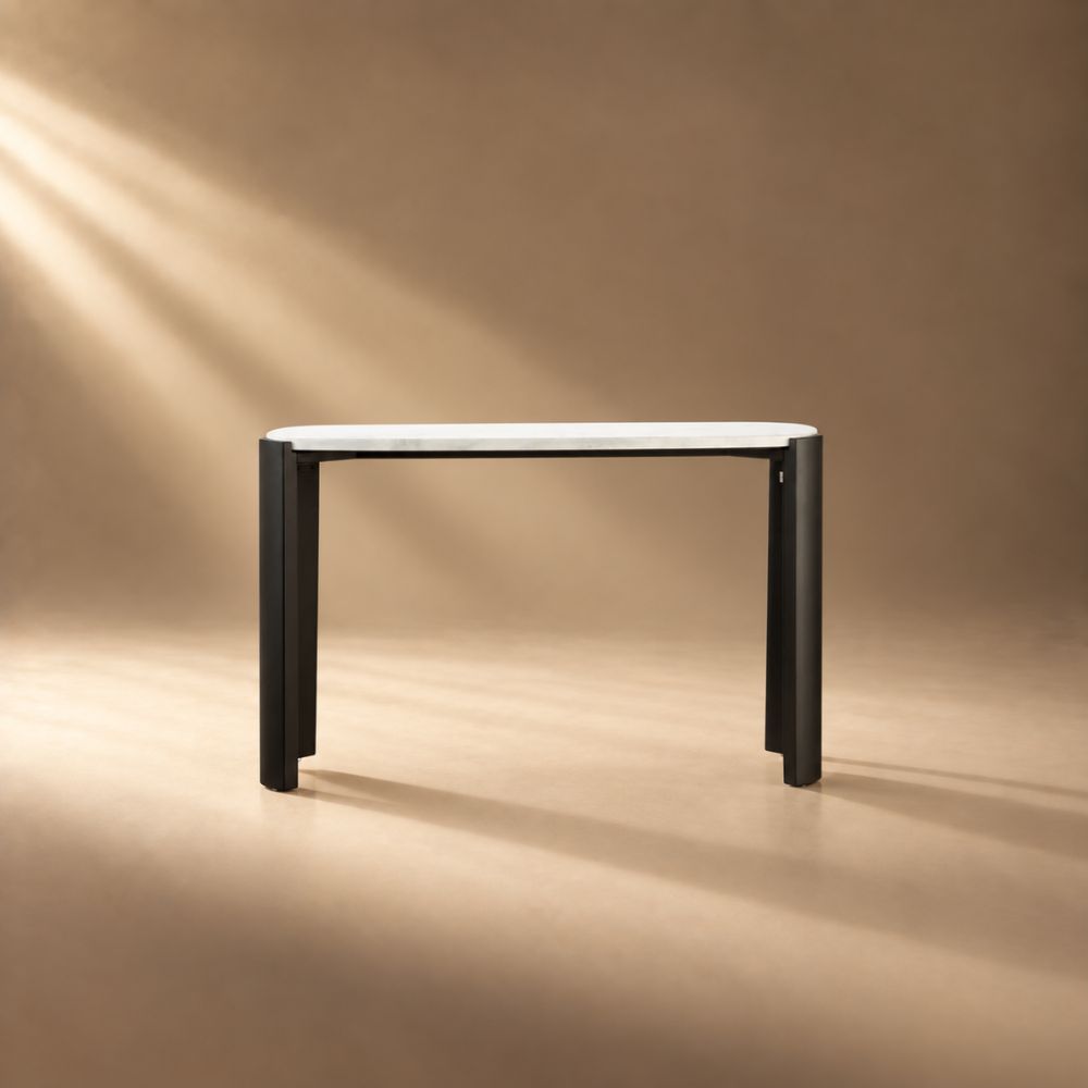 Furniture-Elara-White-Marble-Top-Console-Table