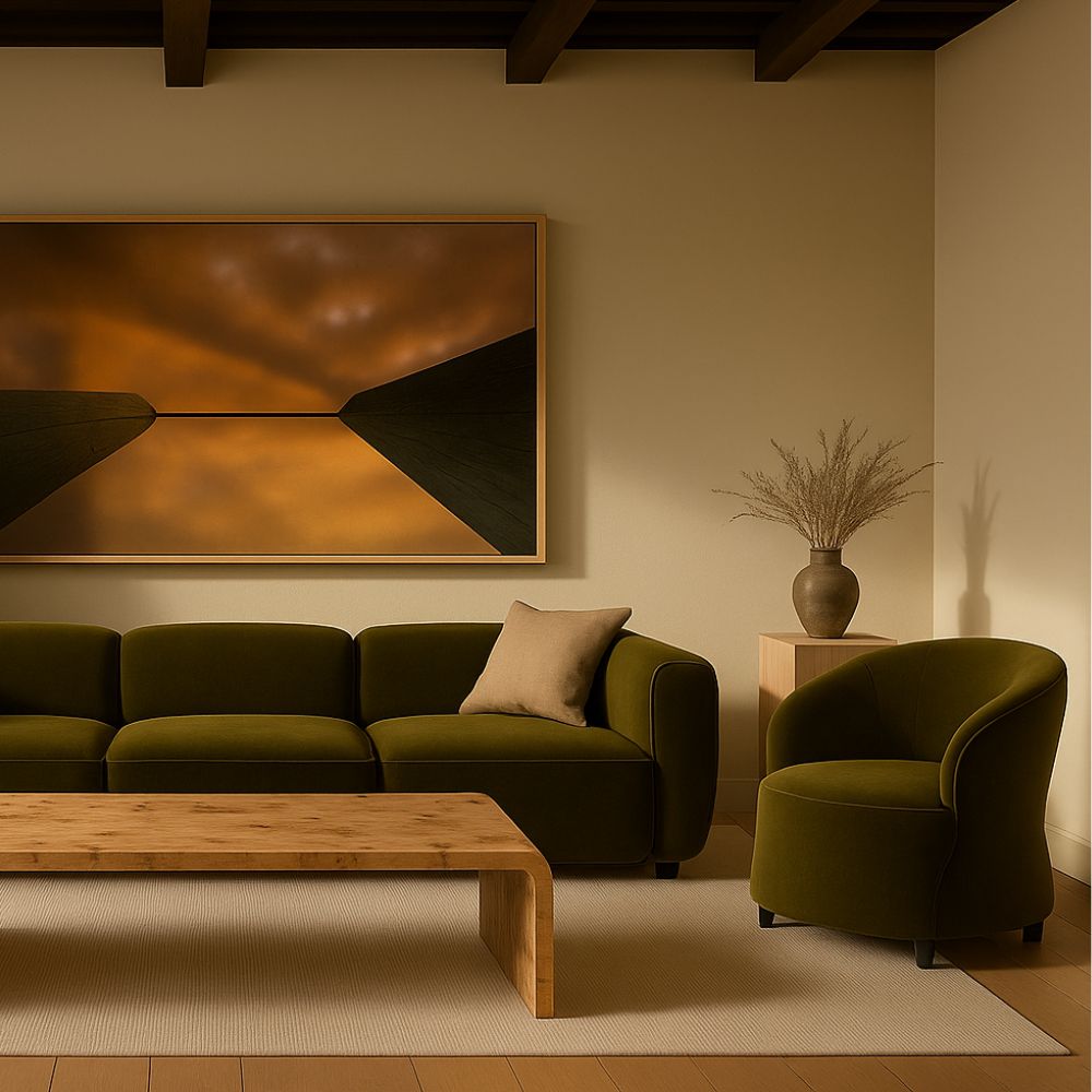 Elora Curved Velvet Accent Chair – Forest Green