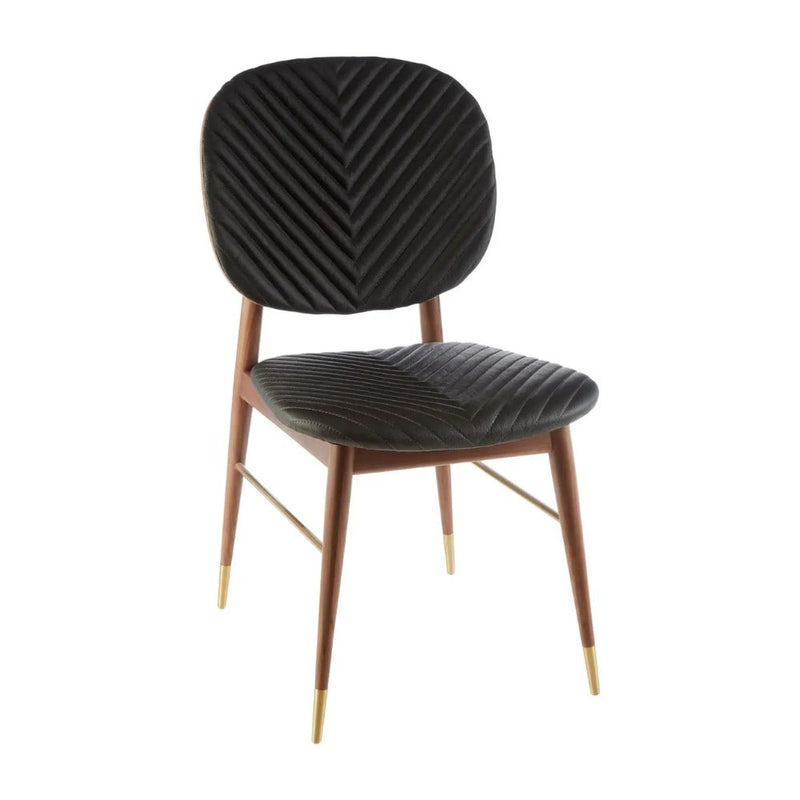 Weldon Black Leather & Walnut Dining Chair (Set of 2)