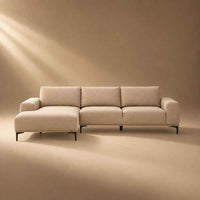Eleonore 3 Seat Natural Fabric Left Chaise Sofa