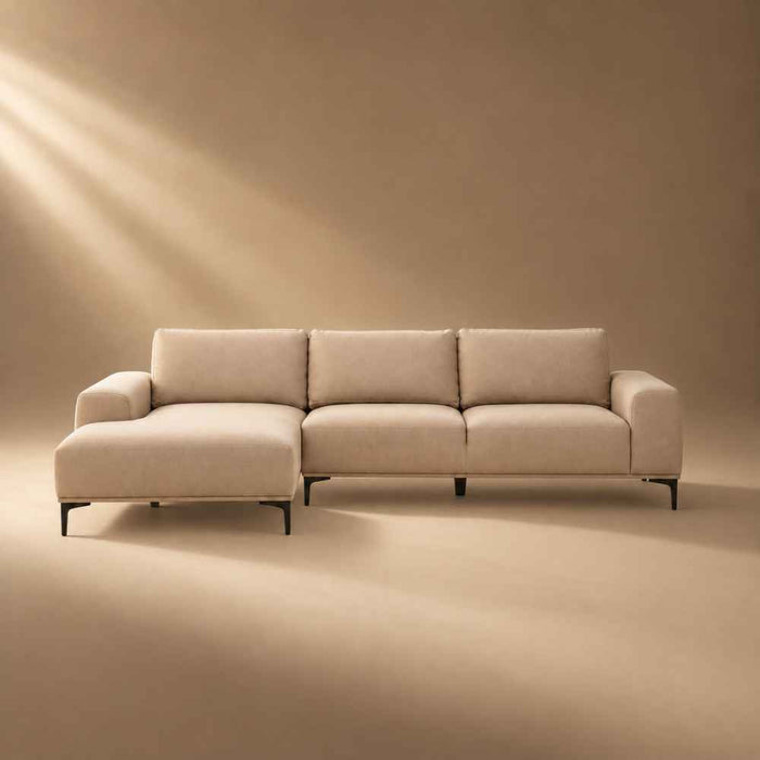 Eleonore 3 Seat Natural Fabric Left Chaise Sofa