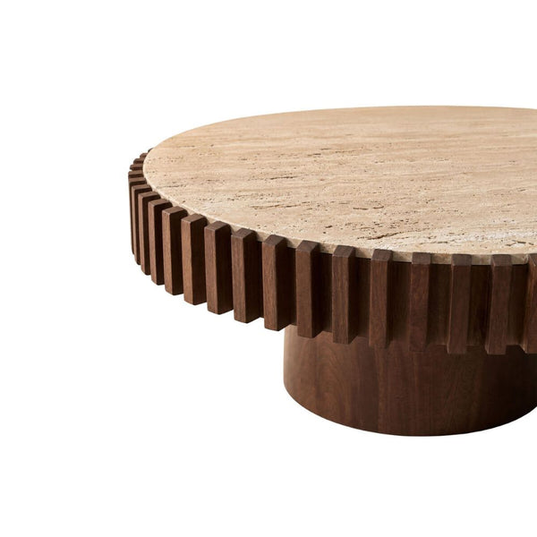 Kering Round Travertine Coffee Table