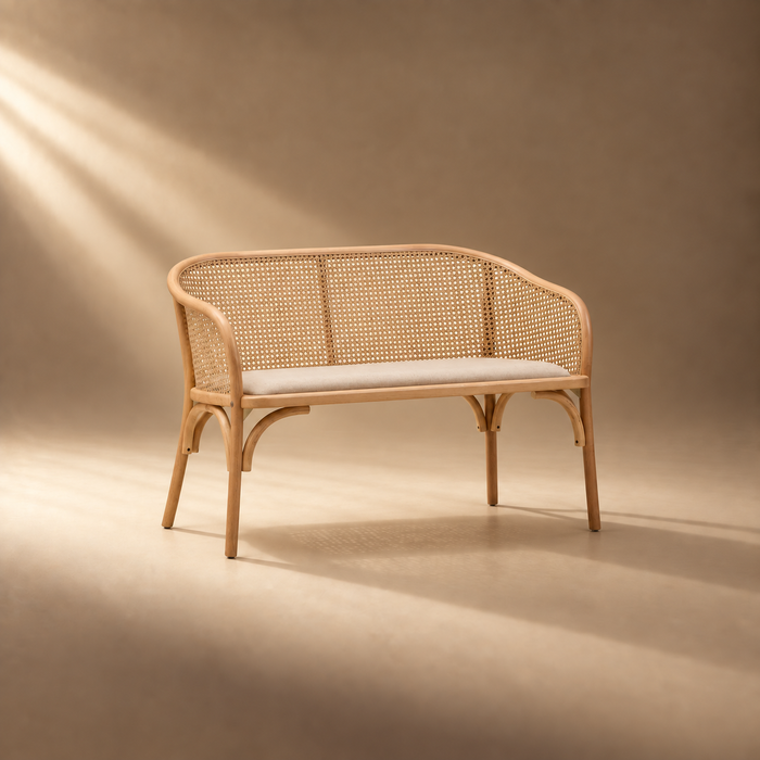 Lorenza Natural Cane Beige Bench