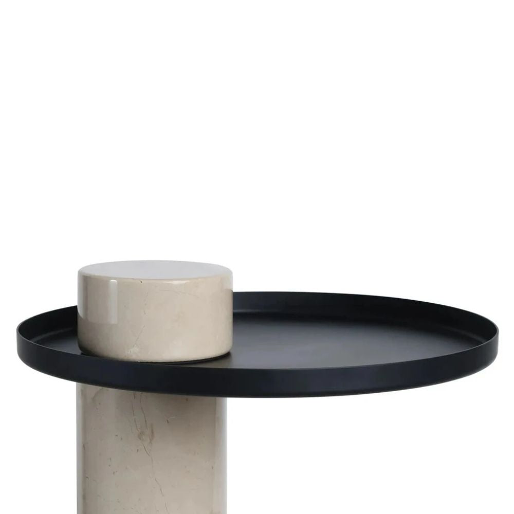 Furniture-Mantis-Cream-Marble-Column-Base-Side-Table