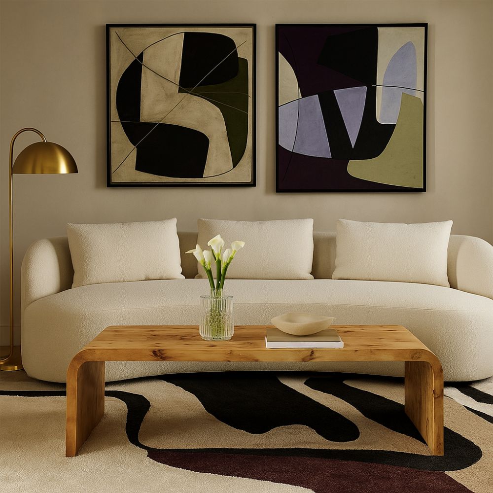 Cortona Burl Wood Curved Coffee Table