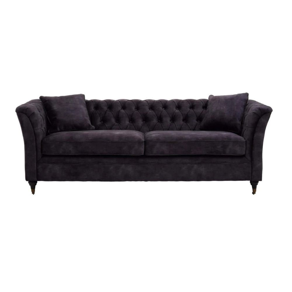 Ophelia 3-Seater Grey Velvet Sofa