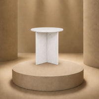 Calacatta Round White Marble Side Table
