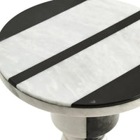 Salma Black and White Marble Side Table