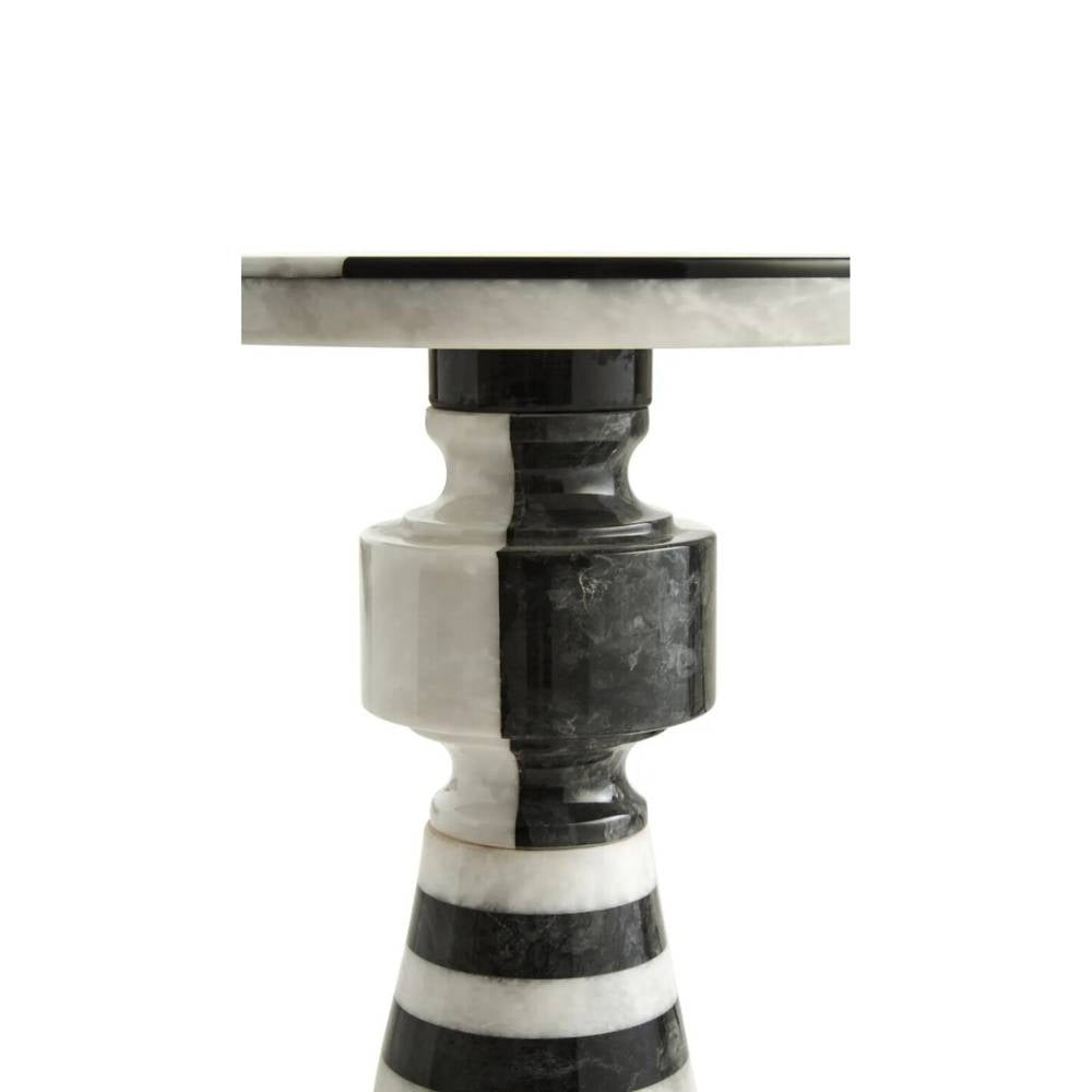 Salma Black and White Marble Side Table
