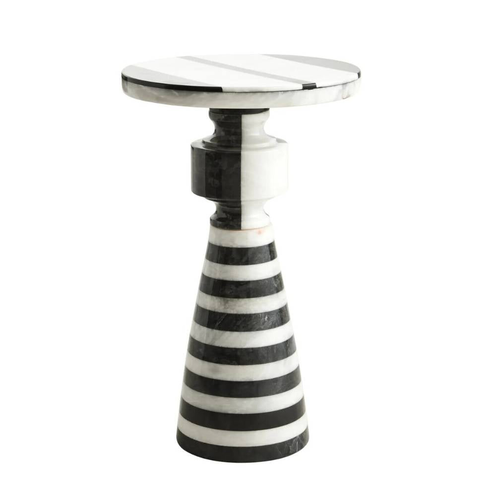 Salma Black and White Marble Side Table