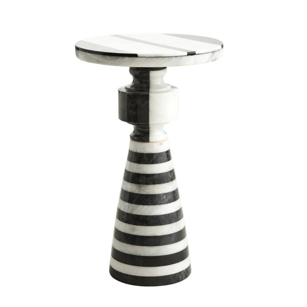 Salma Black and White Marble Side Table