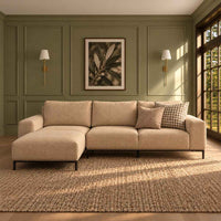 Eleonore 3 Seat Natural Fabric Left Chaise Sofa