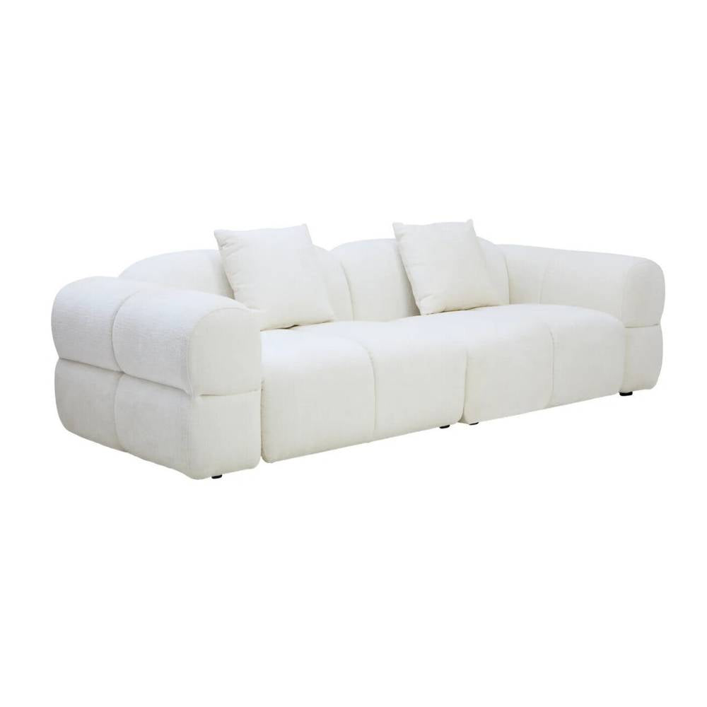 Bellamy Cream Textured Fabric Large 3 Seater Sofa